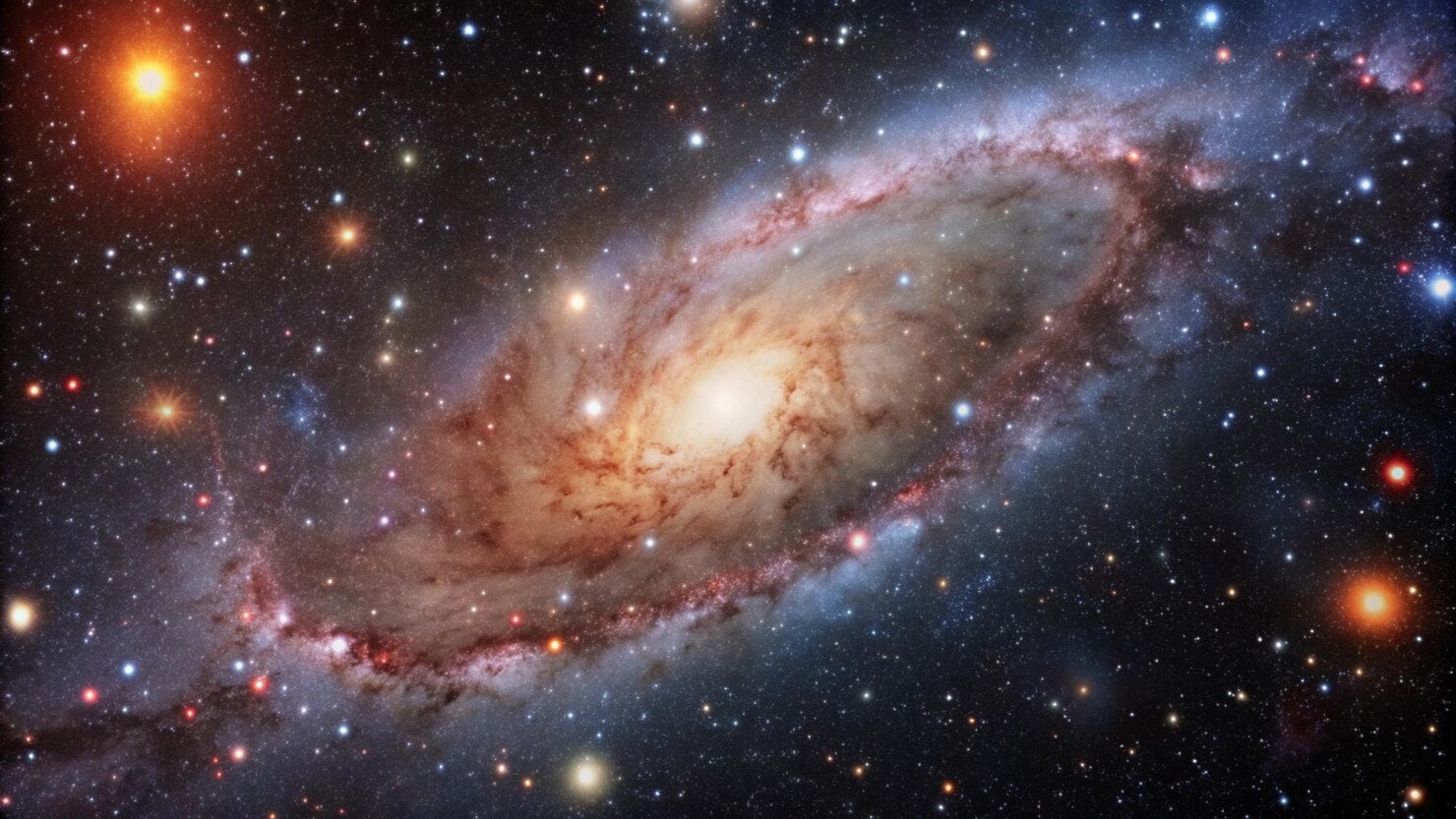 Una galaxia giratoria con estrellas brillantes
