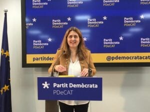 La coordinadora general del PDeCAT, Marta Pascal, a la seu del partit, el 6 de març de 2017