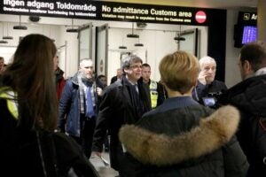 Carles Puigdemont, a l'aeroport de Copenhaguen