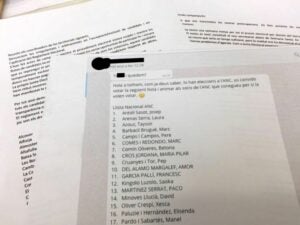 Un wattsapp amb la llista de partits i recursos de les territorials per l'exclusió de Baños