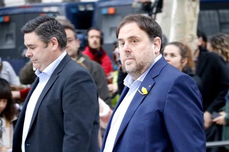El vicepresident Oriol Junqueras, en arribar a l'Audiència Nacional