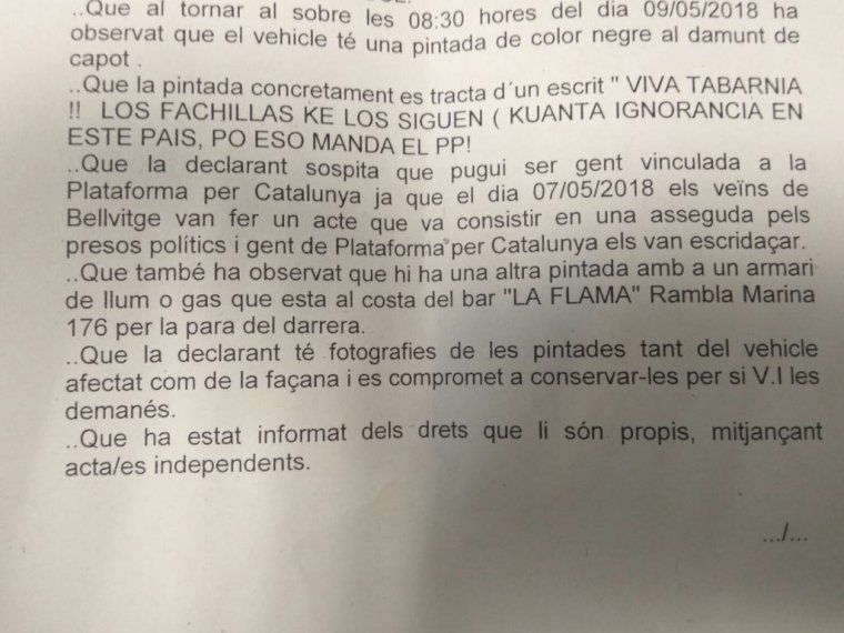 Part de la denúncia presentada