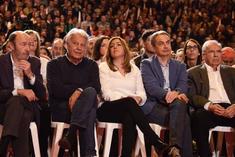 Alfredo Pérez Rubalcaba, Felipe González, Susana Díaz, José Luís Rodríguez Zapatero i Alfonso Guerra