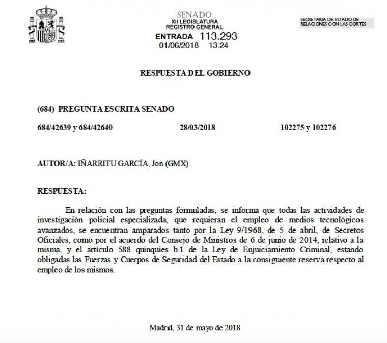 La resposta del Ministeri de l'Interior sobre la balisa a Puigdemont