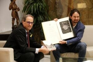 Quim Torra i Pablo Iglesias, abans d'iniciar la trobada