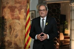 Quim Torra durant el missatge institucional
