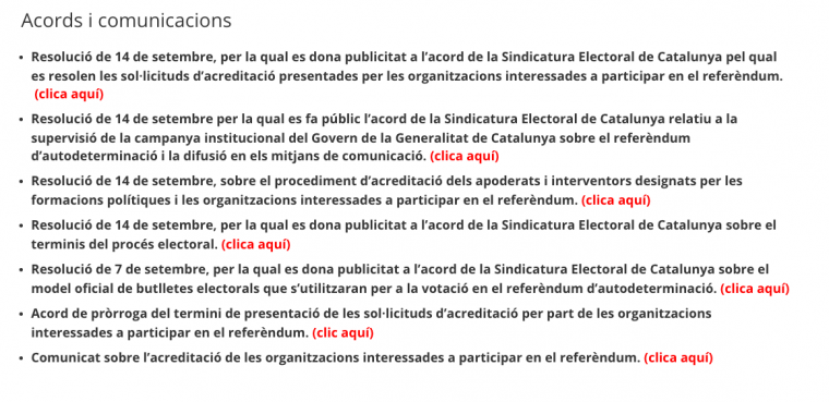 Darrers acords de la Sindicatura Electoral
