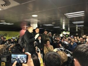 Membres de la plataforma MosSOS i sindicats expliquen el resultat de la protesta