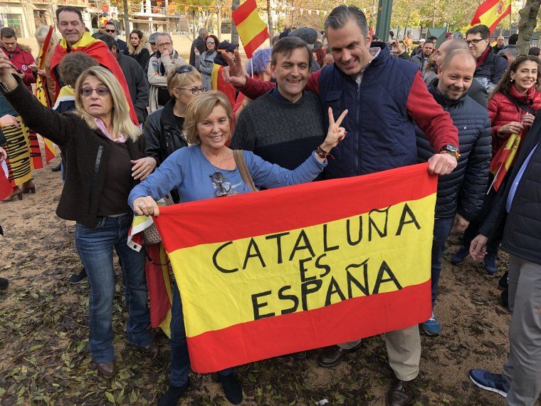 Ortega Smith, secretario general de Vox, a la llegada a la concentración de Girona