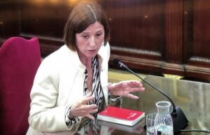 Carme Forcadell, en un moment de la seva declaració