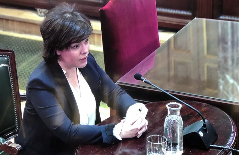 Soraya Saenz de Santamaría, en un moment de la seva declaració