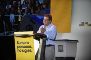 L'històric Pep Andreu, en una intervenció en un acte de la Crida Nac