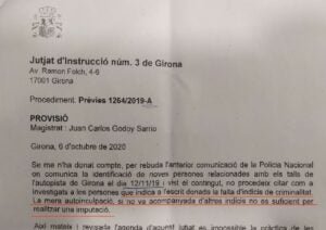La provisi? del jutge sobre la investigaci? de les autoinculpacions