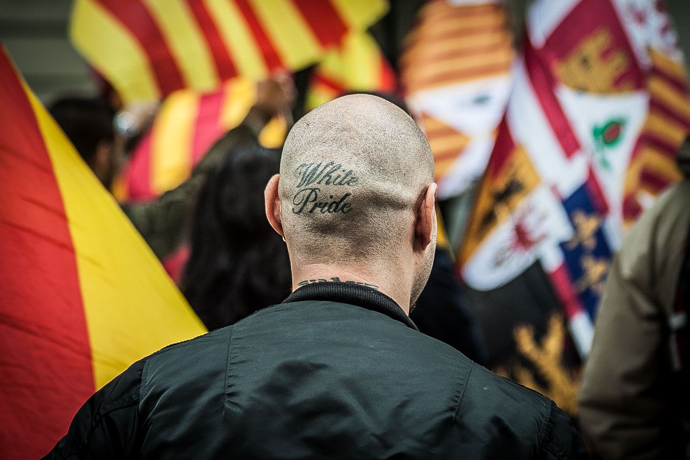 Un nacionalista blanc en una manifestaci? a Barcelona