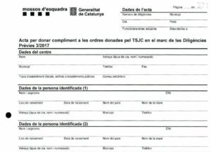 Acta dels Mossos per complir de la resoluci? del TSJC d'impedir el re