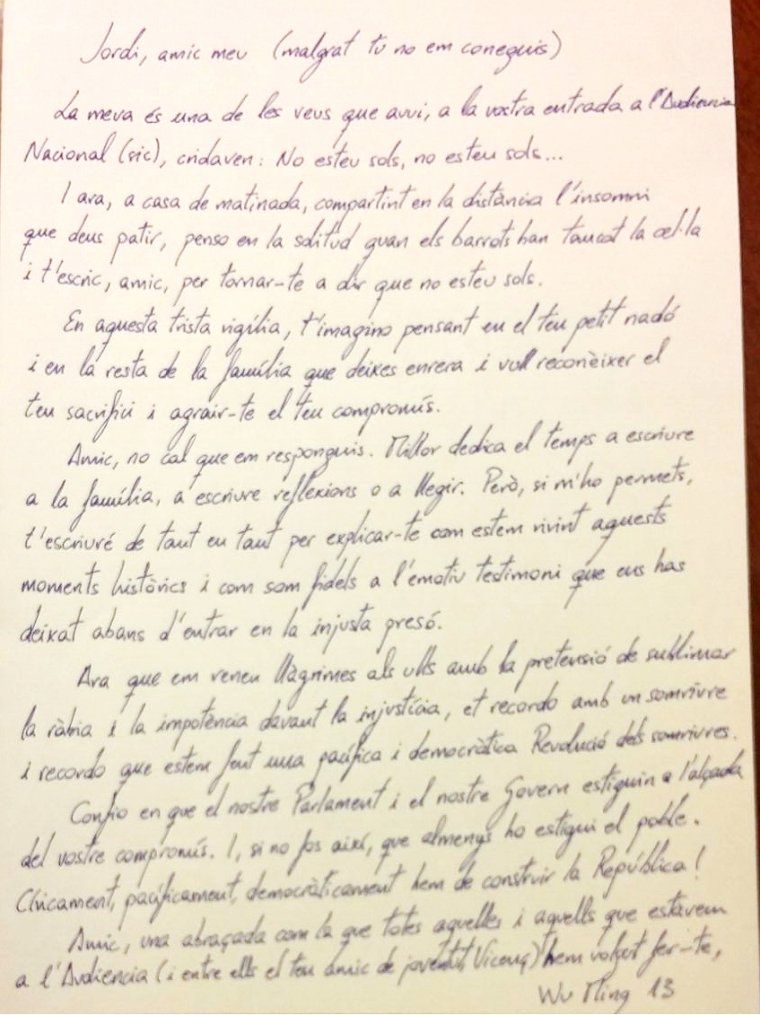 Carta a Jordi Cuixart
