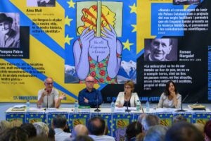 Un moment del debat amb Boye, Torbisco i Cruanyes a la UCE