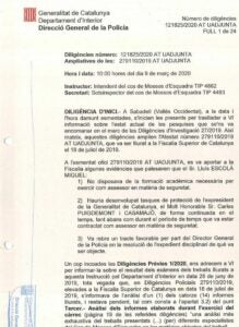 Part de l'atestat dels Mossos on s'estableix el repartoiment a diverse
