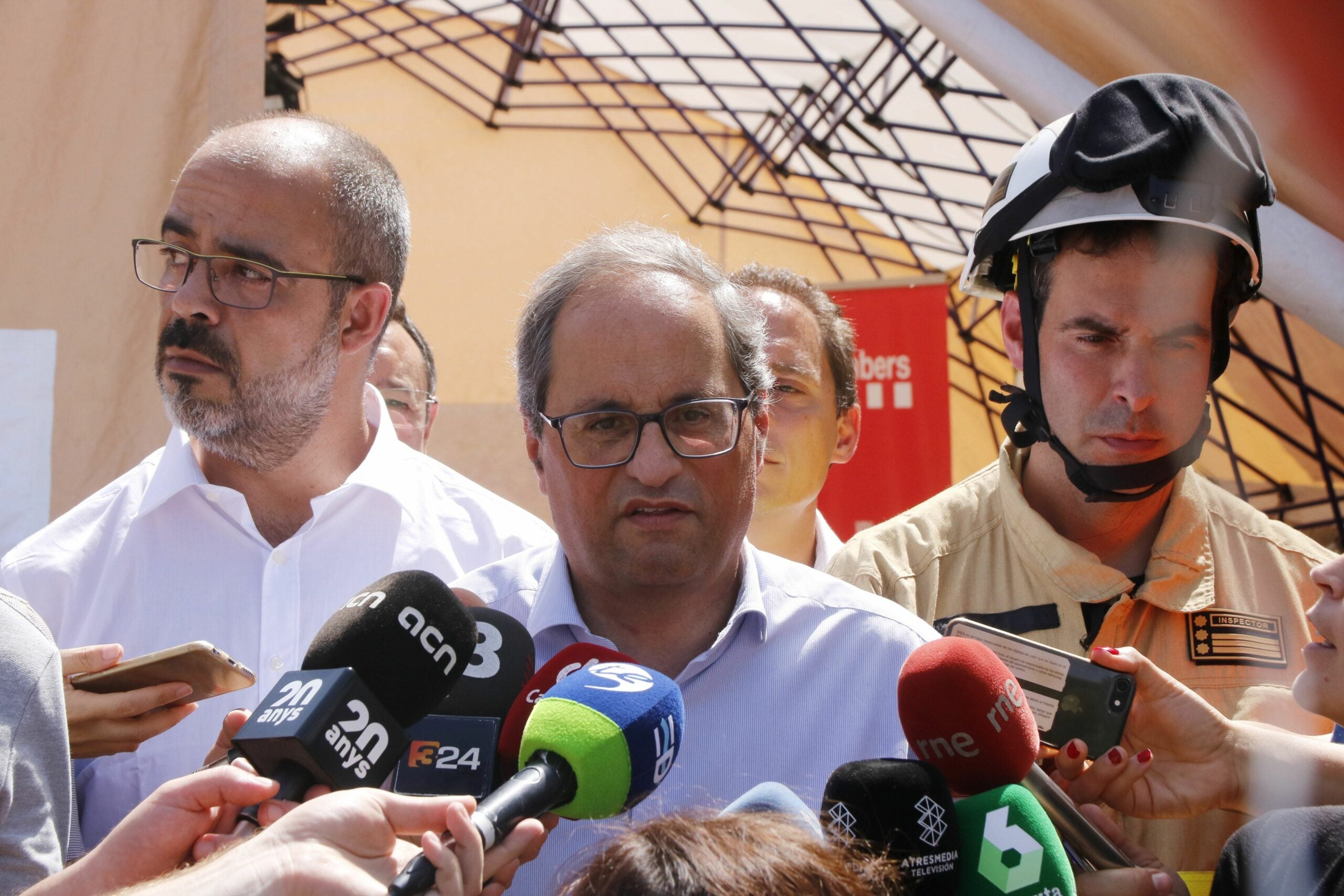 El president de la Generalitat, Quim Torra, en l'atenci? als mitjans