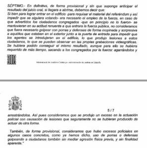 Part de la interlocutòria on renya la Guàrdia Civil