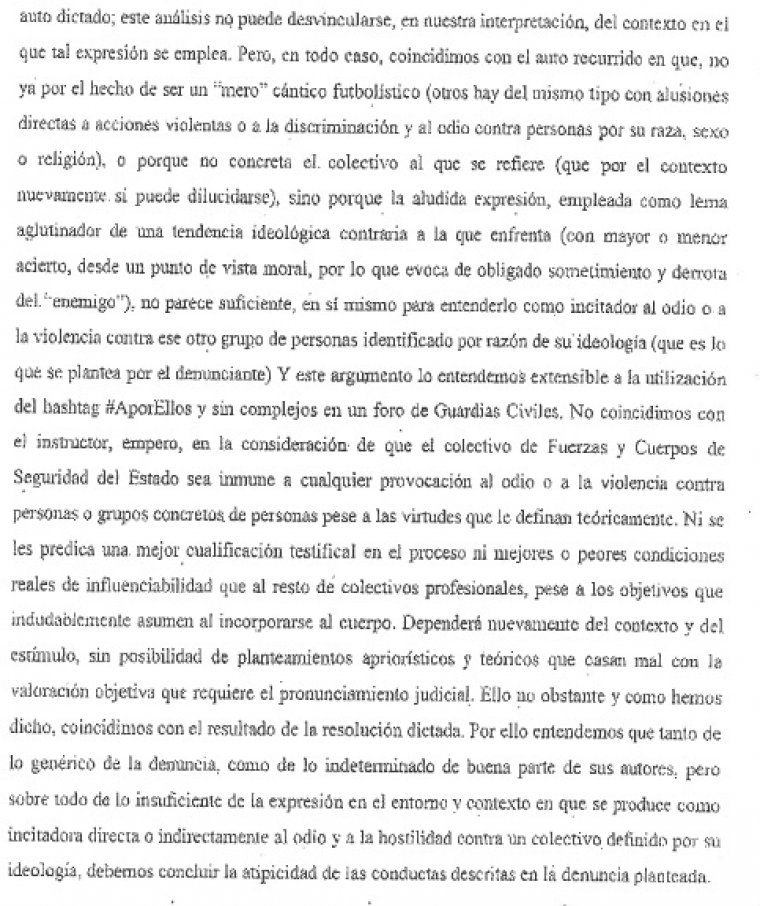 La interlocutòria sobre l'A por ellos