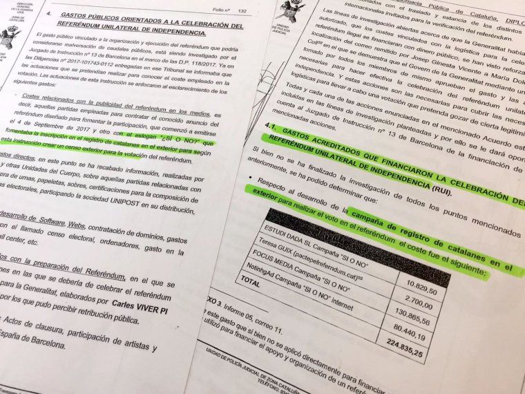 L'atestat amb les explicacions del finançament del referèndum