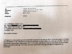 El mail reeenviat per Castellví l'endemà dels atemptats