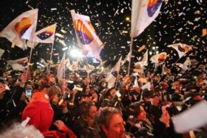 Militants de Cs celebrant els resultats del 21D