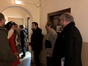 Torra amb membres del seu gabinet amb la presència d'Eduard Pujol