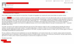 Un dels mails que mostra l'antipatia cap el procés