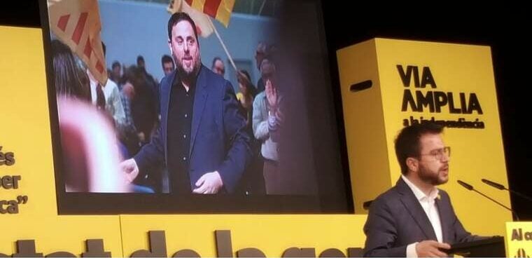 Pere Aragonès en un míting del 14F, a Terrassa / Cristóbal Castro