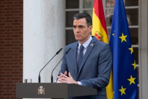 El president del govern espanyol, Pedro Sánchez, en roda de premsa a La Moncloa | ACN