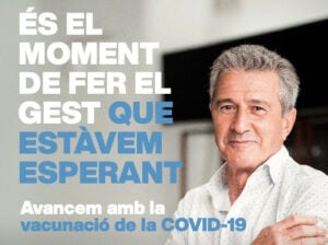 L'exfutbolista Pichi Alonso en un dels cartells de la campanya de Salut per fomentar la vacunació de la covid-19