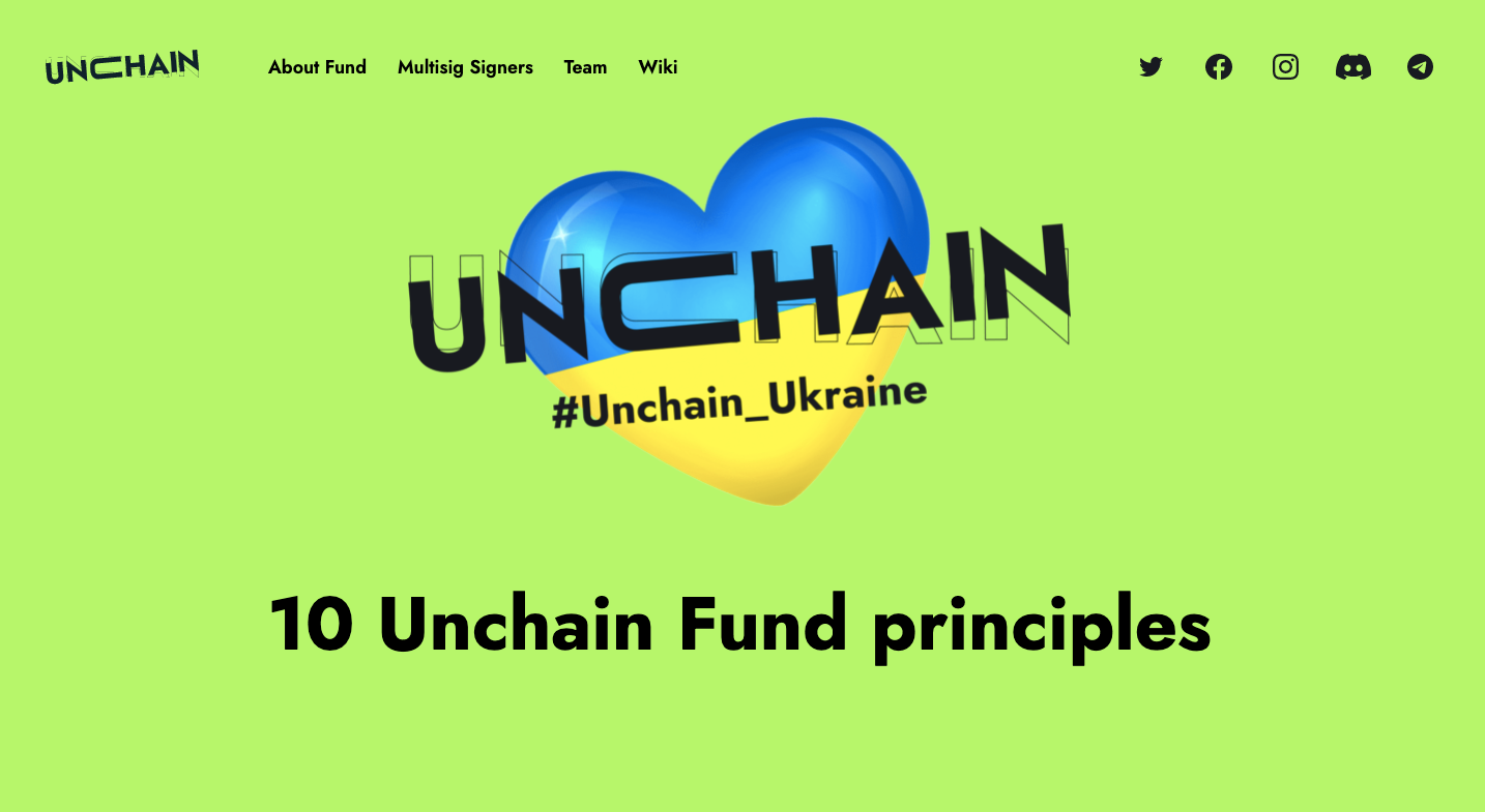 La pàgina web de UnchainFunds