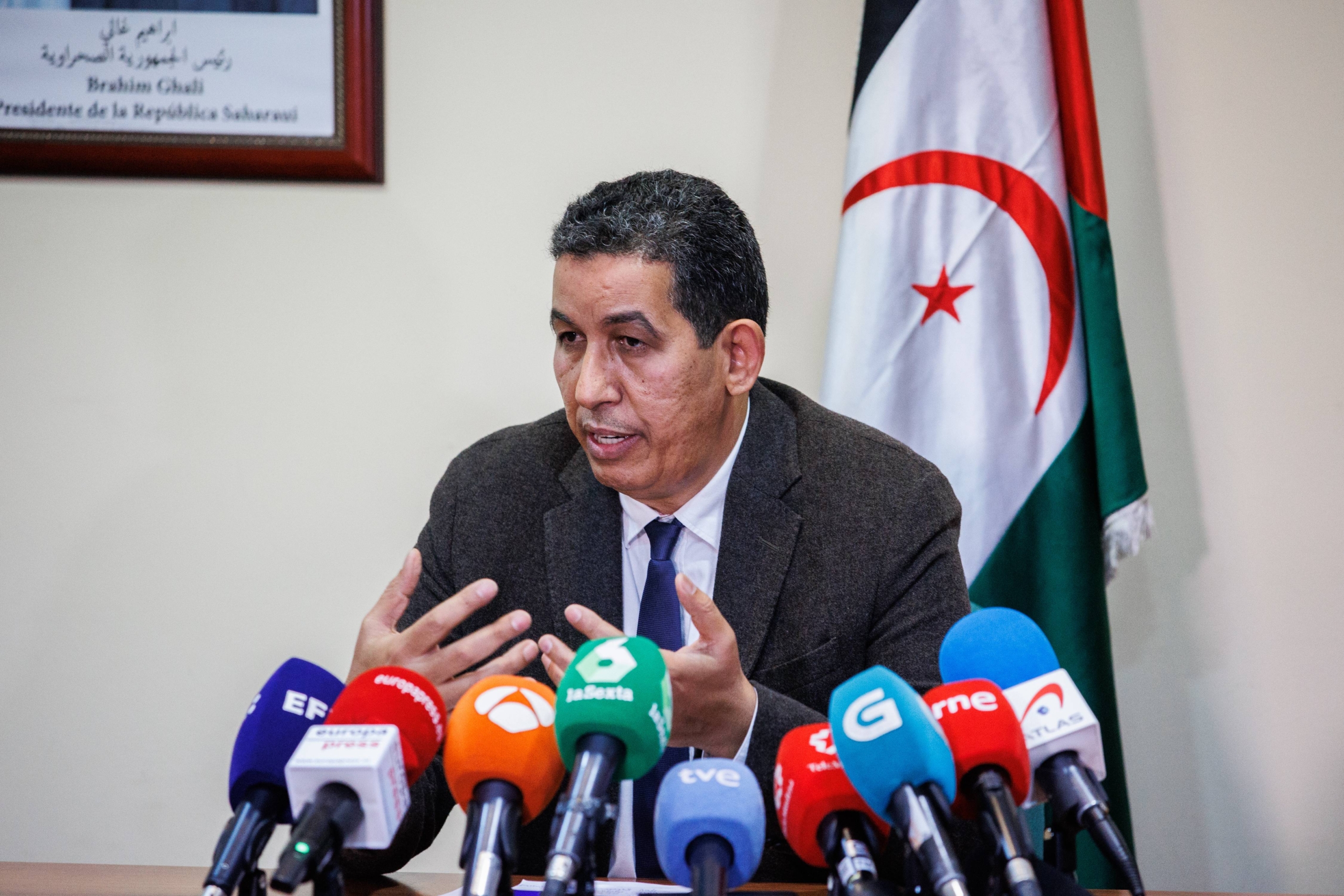 El delegat del del Front Polisario a Espanya, Abdulah Arabi, en roda de premsa / Europa Press