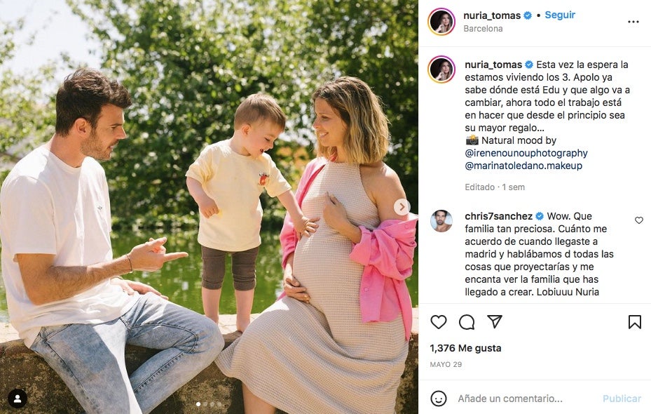Nuria Tomás, embarrassada per segona vegada - Instagram