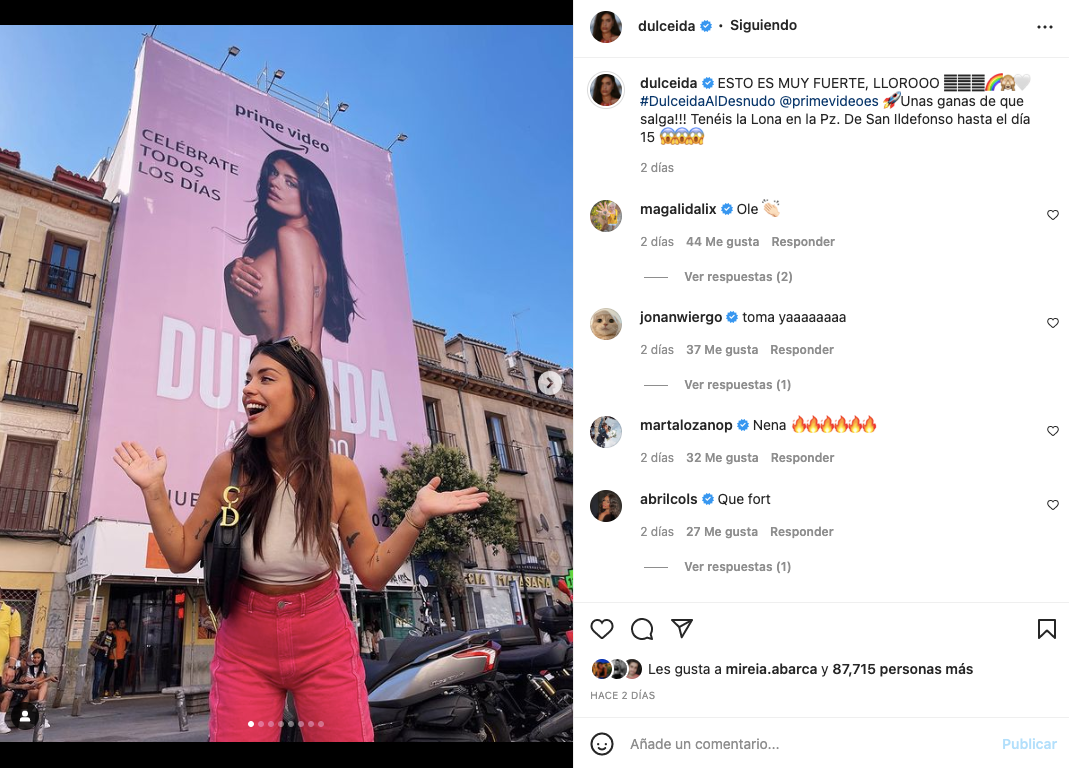 Dulceida publica al seu Instagram la fotopromoció de la seva série documental