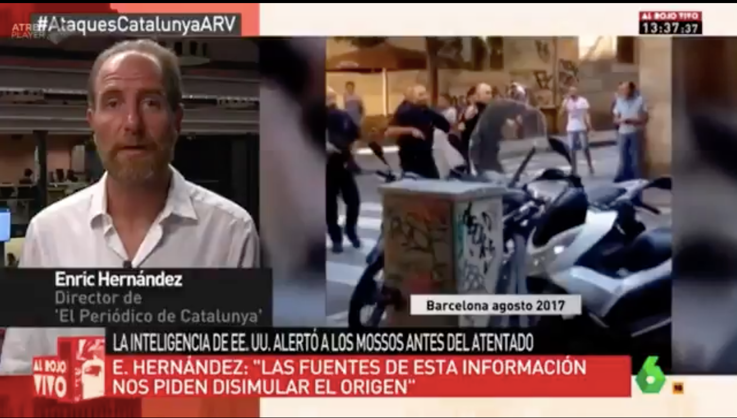 L'entrevista de La Sexta a Enric Hernández, aleshores director d'El Periódico, el 31 d'agost del 2017