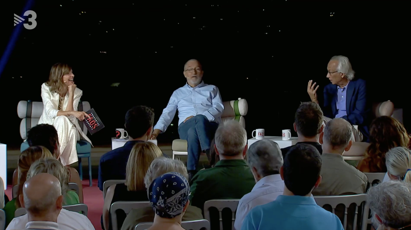 Cristina Puig, Xavier Sardà i Bonaventura Clotet, en l'últim programa del 'FAQS' / TV3