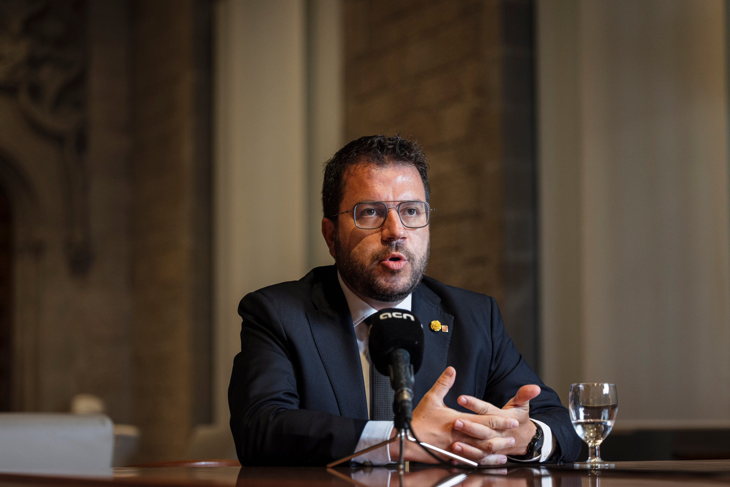 El president de la Generalitat, Pere Aragonès, en una entrevista amb l'ACN al Palau de la Generalitat Data de publicació: divendres 19 d’agost del 2022, 06:00 Localització: Barcelona Autor: Jordi Borràs