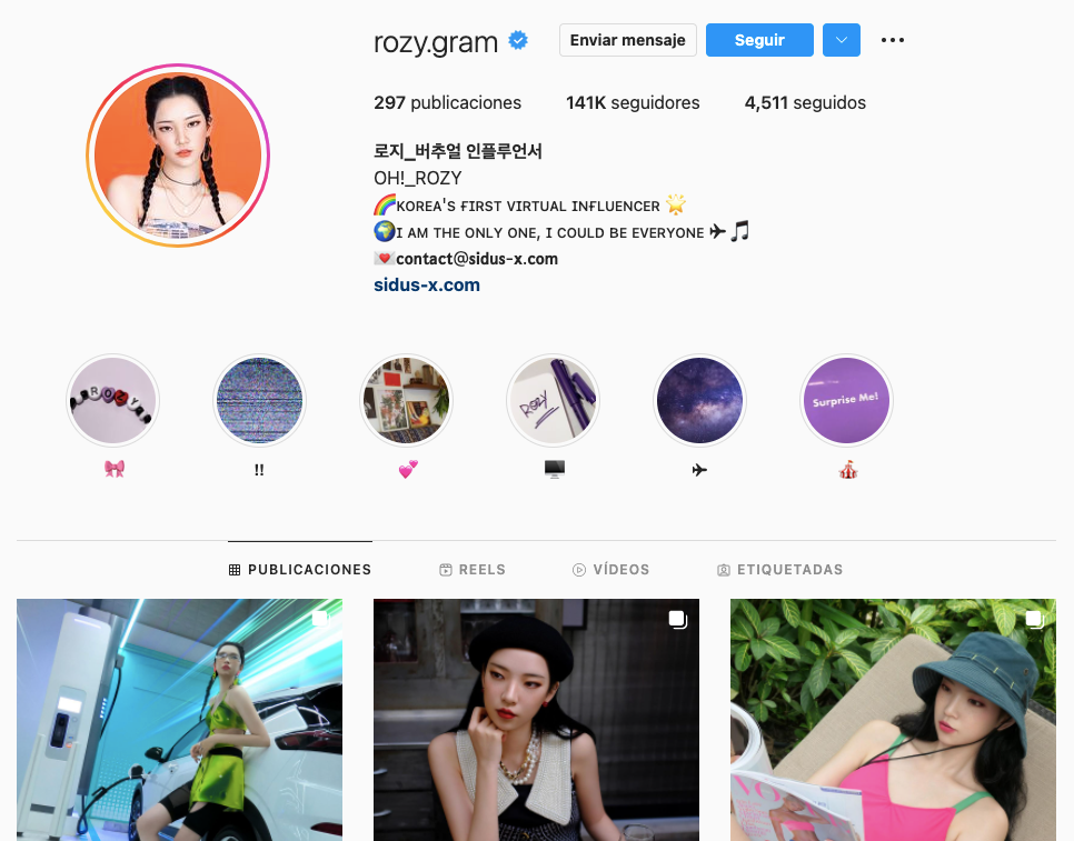 Imatge del perfil d'Instagram de Rozy, la primera influencer virtual