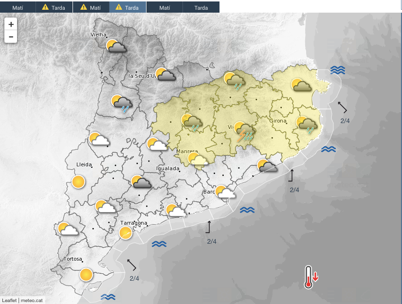 La meteorologia del dimecres 31 de juliol a la tarda / Meteocat