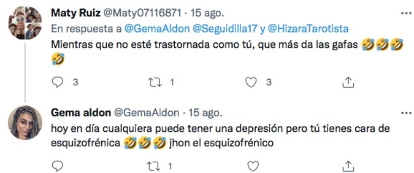 Gema Aldón, enfadada amb una detractora - Twitter