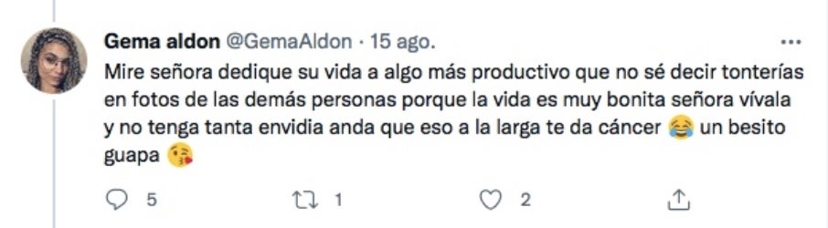 Gema Aldón rep la fúria de Twitter