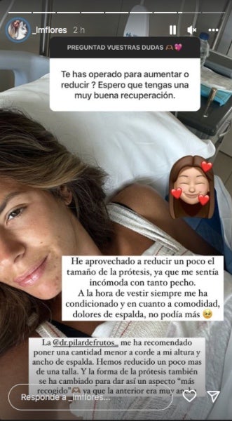 Laura Matamoros a l'hospital - Instagram