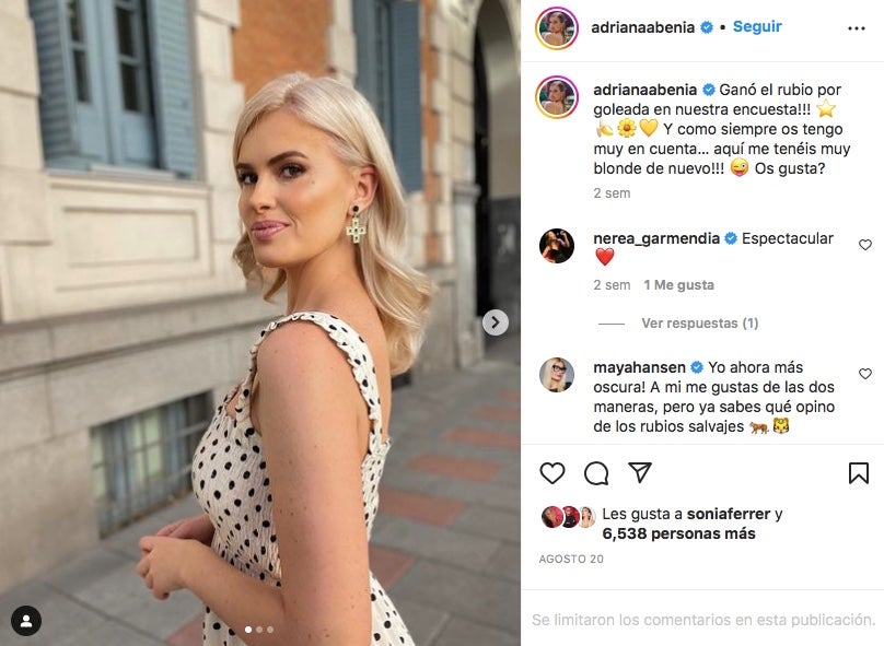 Adriana Abenia fitxa per Telemadrid - Instagram