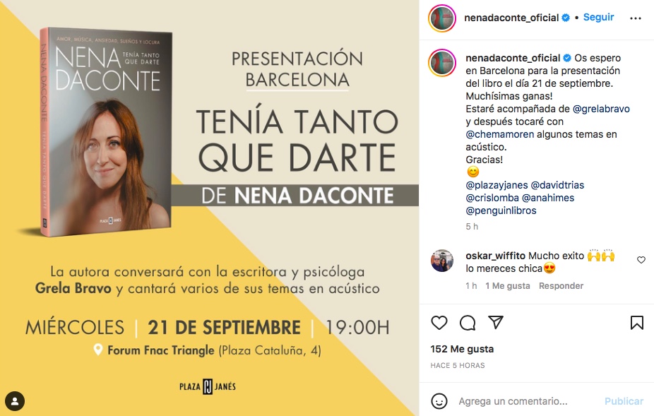 Nena Daconte publica un llibre sobre el seu pitjor moment - Instagram