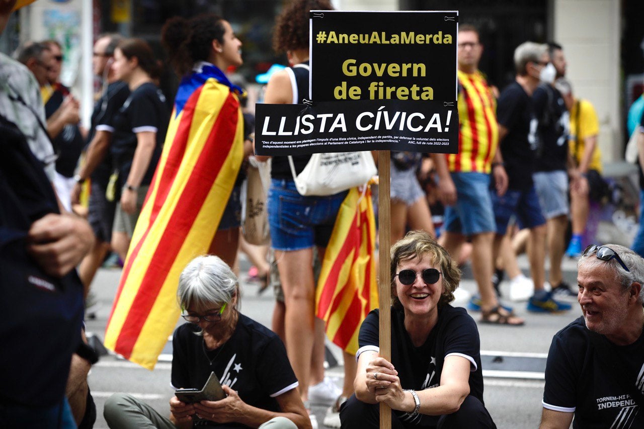 Manifestants durant la mobilització de la Diada 2022 a l'avinguda Paral·lel | Jordi Play