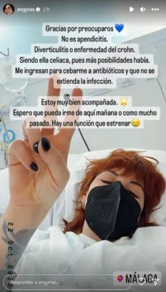 Angy explica com es troba des de l'hospital - Instagram
