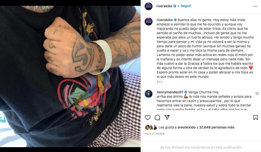 Kiko Rivera, trist després d'estar ingressat - Instagram